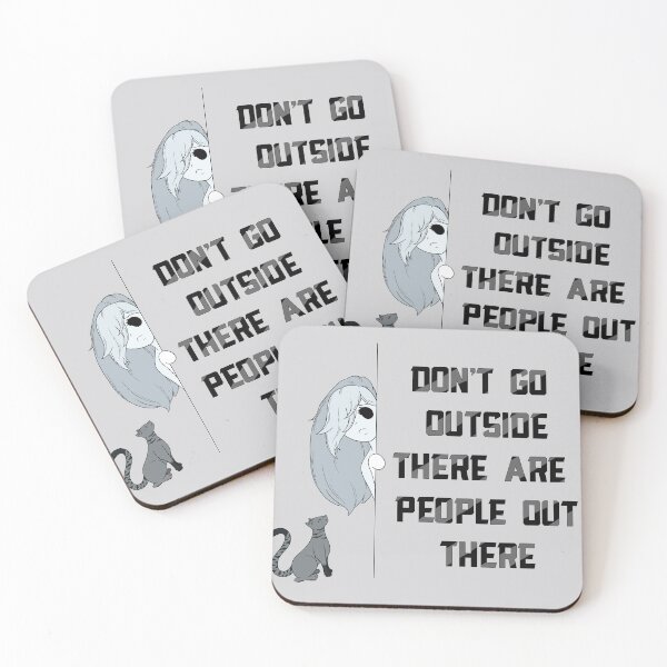 Item preview, Don’t Go Outside There Are People Out There (simple white with glaring cat) designed and sold by TheFoxyWolfShop.