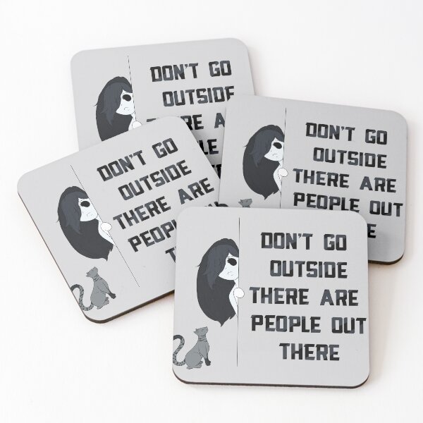Item preview, Don’t Go Outside There Are People Out There (simple black with glaring cat) designed and sold by TheFoxyWolfShop.