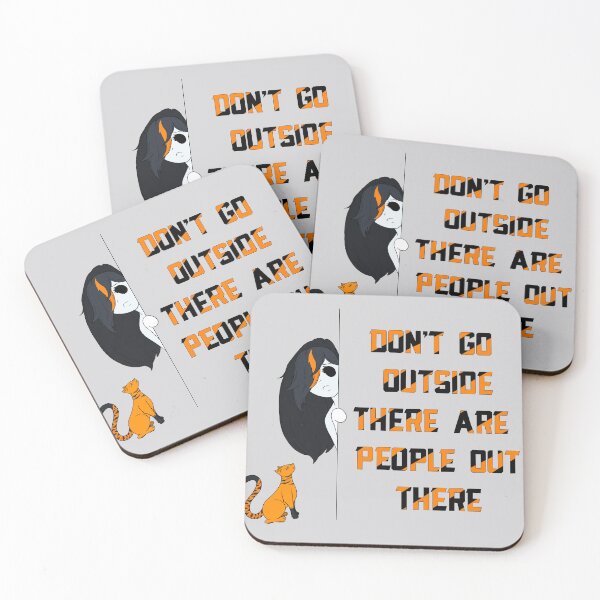 Item preview, Don’t Go Outside There Are People Out There (simple orange with glaring cat)  designed and sold by TheFoxyWolfShop.