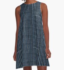 Blue Denim with black stripe pattern A-Line Dress