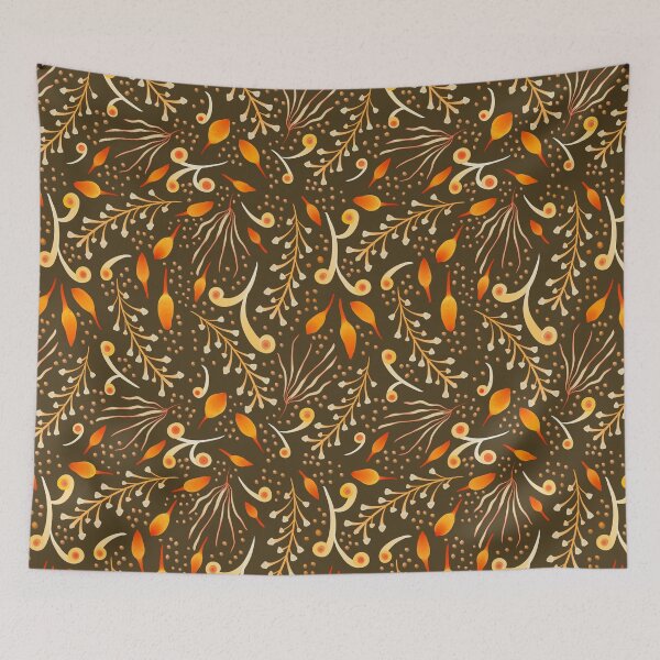 Item preview, Batik Leaves - Mustard Yellow  designed and sold by JaselviiStudio.