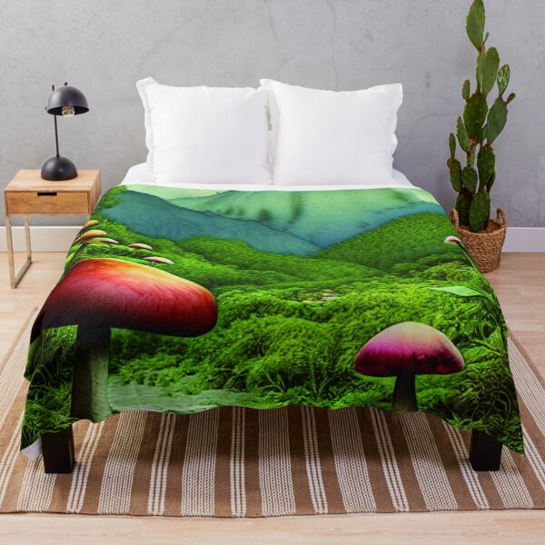 Item preview, Mushroom And Mountains, Digital Painting Of Nature designed and sold by NatureFood.