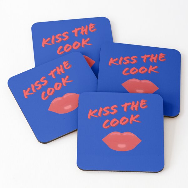 Item preview, Kiss The Cook. Fun Saying with Red Lips. (Navy Blue Background) designed and sold by ArtByLM.