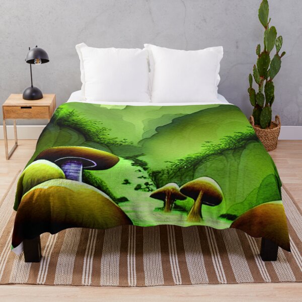 Item preview, Mushroom Village Near A river And Under Mountains, Cute Mushroom Aesthetic designed and sold by NatureFood.
