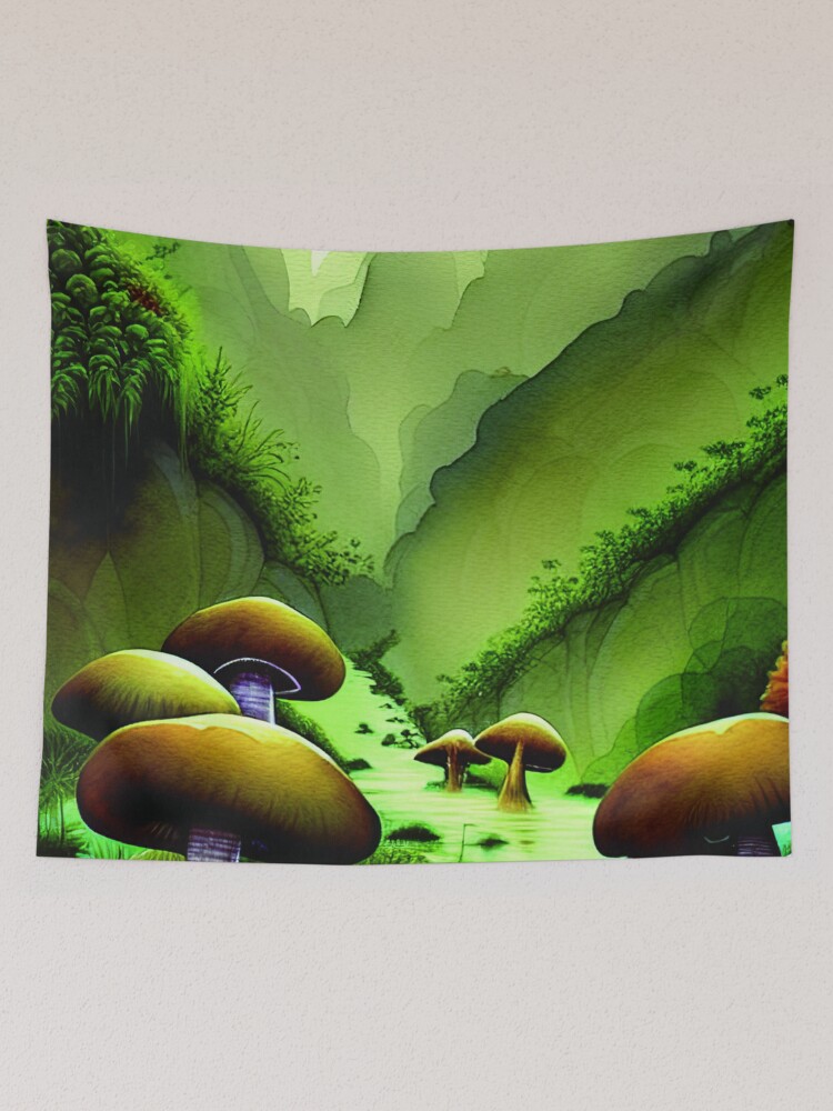 Mushroom 2025 village tapestry