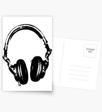 DJ Headphones Stencil Style Postcards