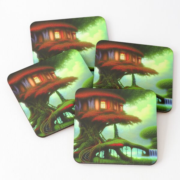 Item preview, Red Magical Tree House In a Greenery Outside, Beautiful Nature designed and sold by NatureFood.