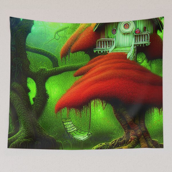 Item preview, Red Magical Tree House In a Greenery Landscape, Beautiful Nature designed and sold by NatureFood.