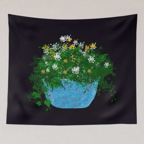 Item preview, Glittery Blue Vase with Flowers designed and sold by designs-by-ann.
