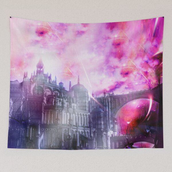 Item preview, Fantasy Landscape - Gothic city and pink sky designed and sold by DigitalCleo.