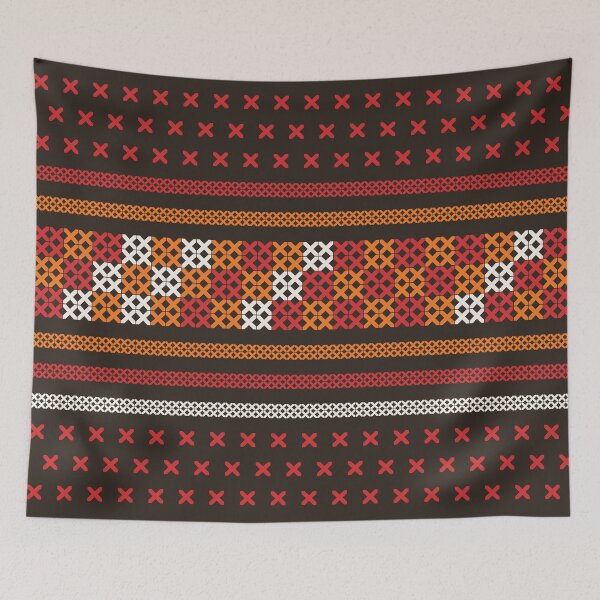 Item preview, Ethnic Akha Embroidered fabric Pattern design for textile designed and sold by dpsstudio.