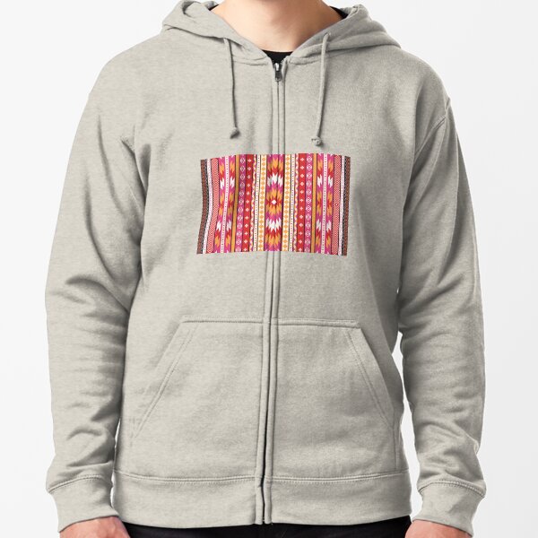 ethnic American Aztec seamless colorful textile. Zipped Hoodie