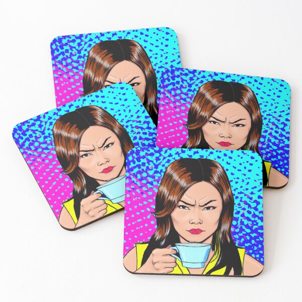 Item preview, Fed-Up and Pissed-Off Asian-American/Pacific Island Woman Has a Coffee and Contemplates Overthrowing the Patriarchy. Presented in the pop-art style of Roy Lichtenstein designed and sold by Bookwyrm-Bazaar.