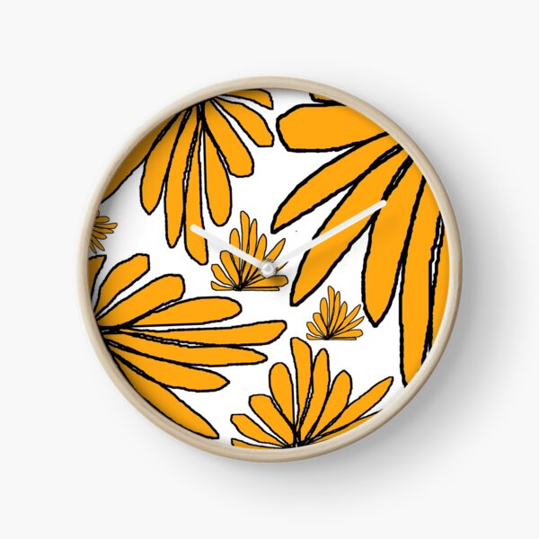Yellow gold fern floral abstract Clock