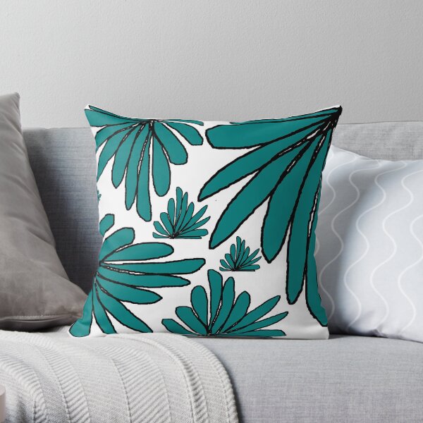 Green fern floral abstract Throw Pillow
