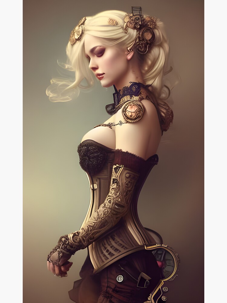 Sexy Blonde Vampire corset Dress Seductress Artwork Sticker for