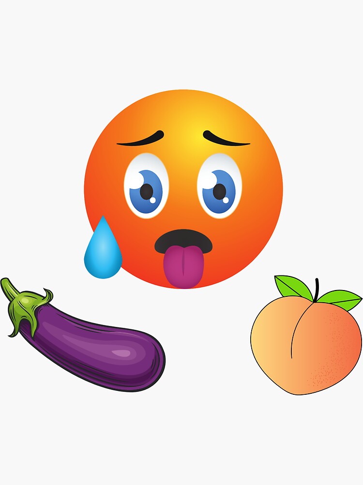 "Eggplant Peach Lewd Emoji Design 2" Sticker for Sale by Deadlycloak