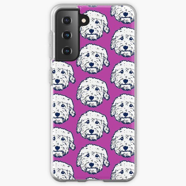 Goldendoodle face silhouette! Adorable doodle dogs with purple background Samsung Galaxy Soft Case