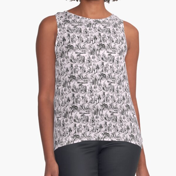 Alice in Wonderland Pattern | Toile de Jouy | Toile Pattern | Pink and Black | Vintage Alice | Patterns | Sleeveless Top