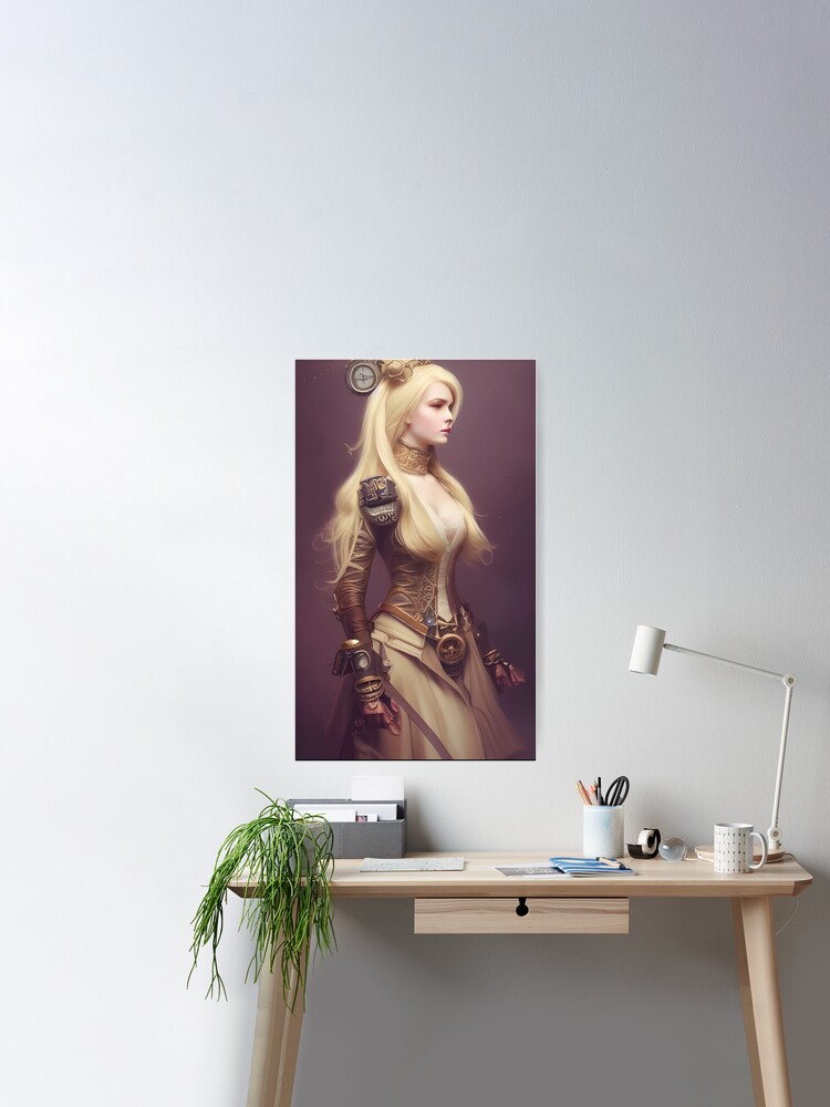 Beautiful blonde in steampunk corset dress Poster for Sale by