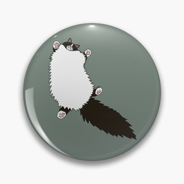 Item preview, Fluffy White & Black Tuxedo Cat Stretch - Smoke Grey designed and sold by EcoElsa.