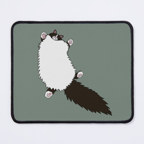 Item preview, Fluffy White & Black Tuxedo Cat Stretch - Smoke Grey designed and sold by EcoElsa.