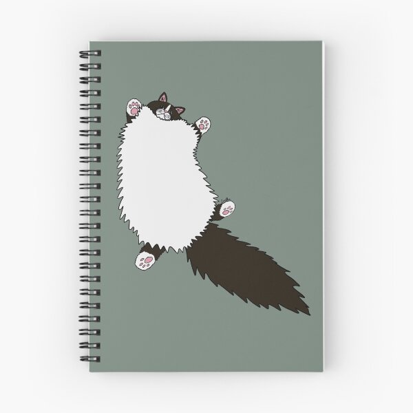 Item preview, Fluffy White & Black Tuxedo Cat Stretch - Smoke Grey designed and sold by EcoElsa.