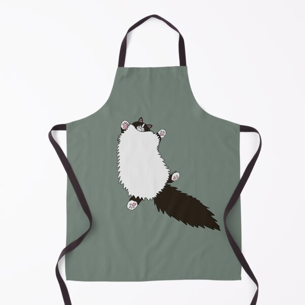 Item preview, Fluffy White & Black Tuxedo Cat Stretch - Smoke Grey designed and sold by EcoElsa.