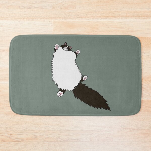 Item preview, Fluffy White & Black Tuxedo Cat Stretch - Smoke Grey designed and sold by EcoElsa.