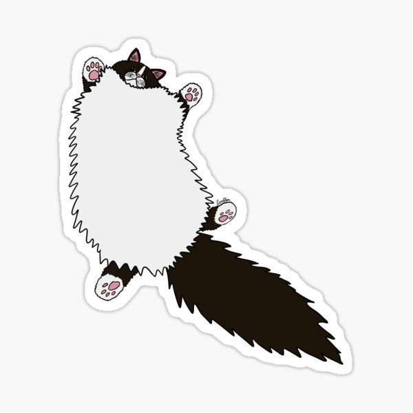 Item preview, Fluffy White & Black Tuxedo Cat Stretch - Smoke Grey designed and sold by EcoElsa.