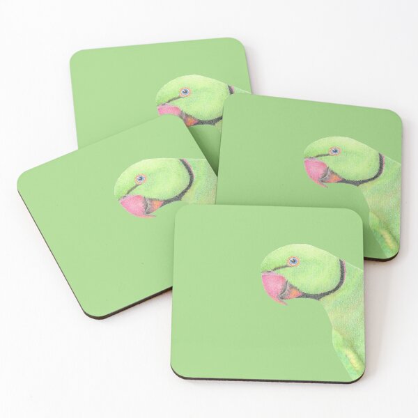 Item preview, Male green Indian ringneck parrot designed and sold by ArtbyLeanneWB.