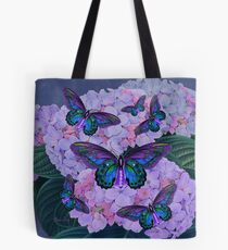 Butterflies among Hydrangeas Tote Bag