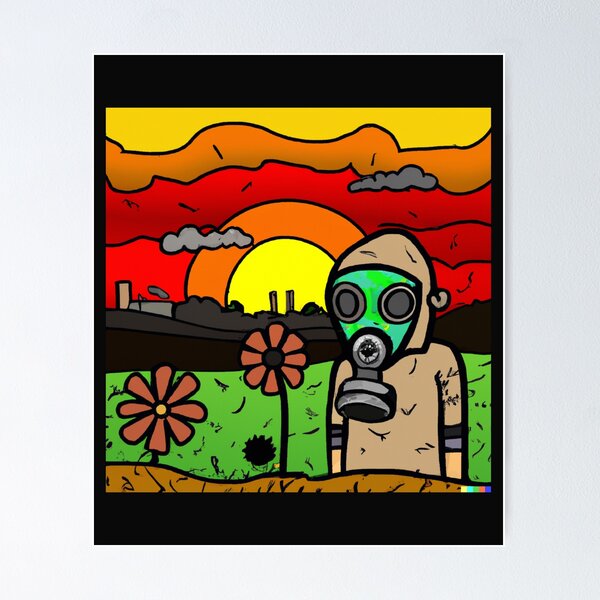 Item preview, Zombie with a gas mask in the sunset designed and sold by cutenevil.