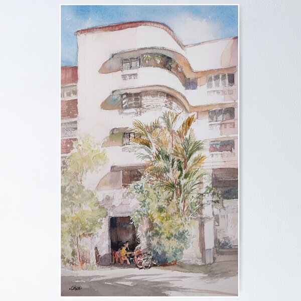 Item preview, Tiong Bahru, Singapore watercolor  designed and sold by Almondtree.