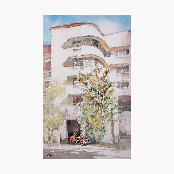 Aperçu de l'œuvre Tiong Bahru, aquarelle de Singapour créée et vendue par Almondtree.