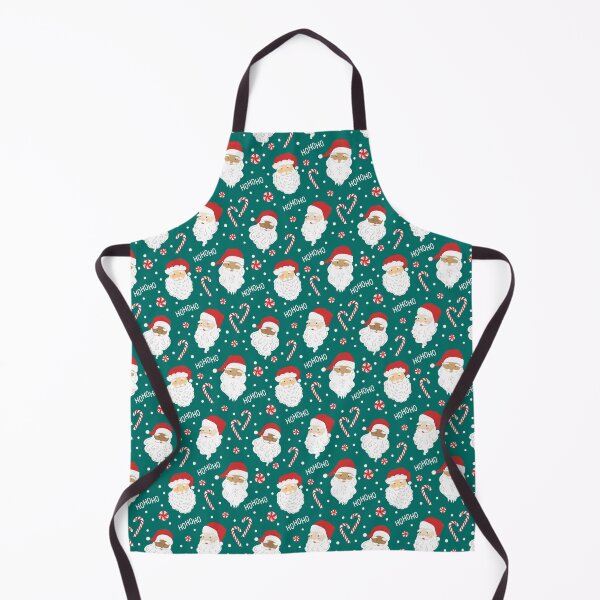 Item preview, Peppermint Santas on Vivid Teal designed and sold by latheandquill.