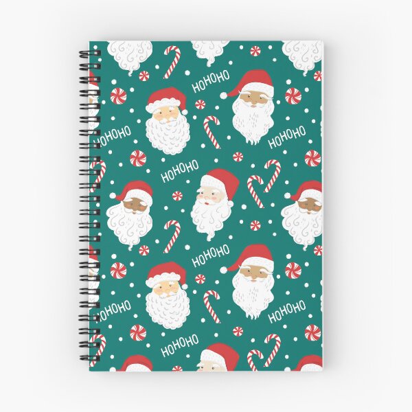Item preview, Peppermint Santas on Vivid Teal designed and sold by latheandquill.