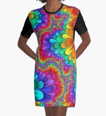 Psychedelic Rainbow Splash Graphic T-Shirt Dress