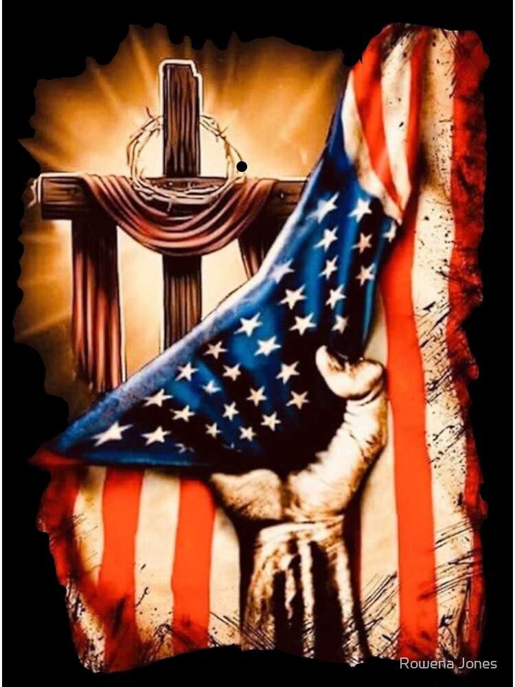 American Flag Wooden Cross With Crown Of Thorns 2