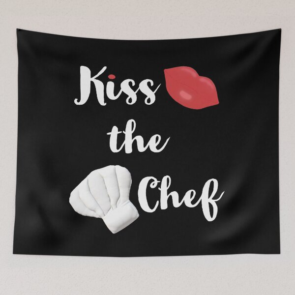 Item preview, Kiss the Chef (Black with White and Red Letters) designed and sold by ArtByLM.