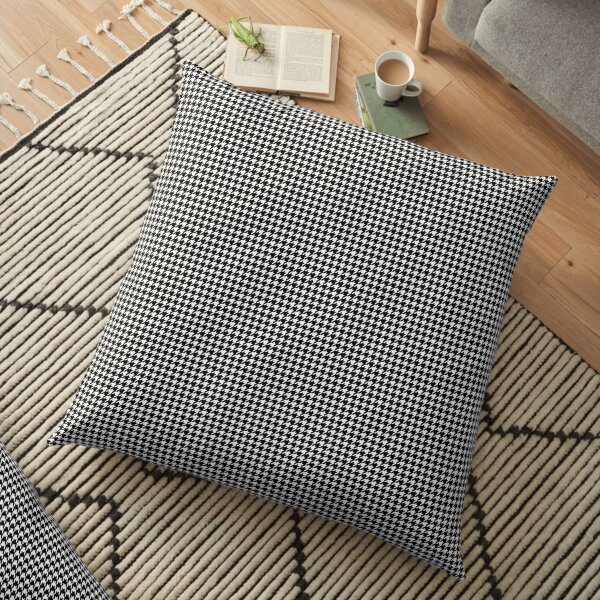 Classic Vintage Black and White Houndstooth Pattern Floor Pillow