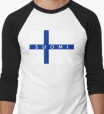 flag of finland Men's Baseball ¾ T-Shirt