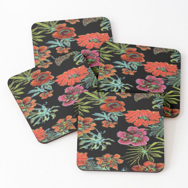 Item preview, Floral Print on Black Background designed and sold by calibrit.