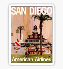 AMERICAN AIRLINES : Vintage Fly to San Diego Advertising Print Sticker