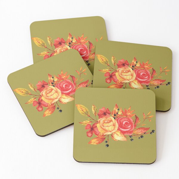 Item preview, Red and yellow roses vintage floral bouquet designed and sold by pinkyfish1010.