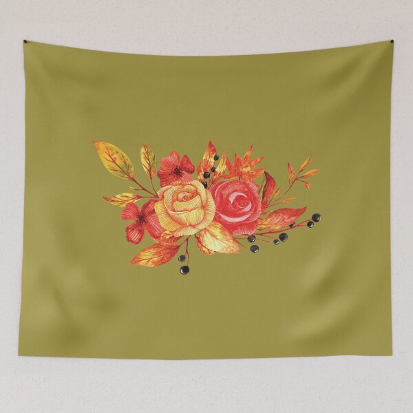 Item preview, Red and yellow roses vintage floral bouquet designed and sold by pinkyfish1010.