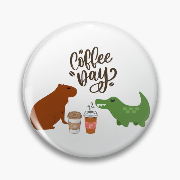 Item preview, Cute Capybara & Crocodile Coffee Day designed and sold by Tamas Das.