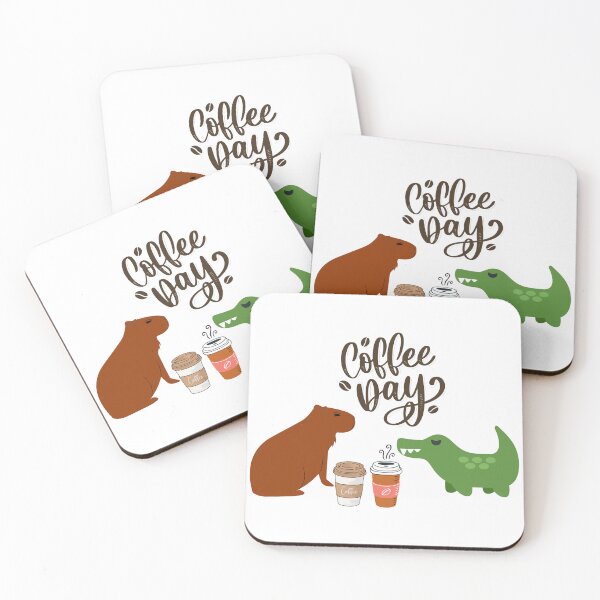 Item preview, Cute Capybara & Crocodile Coffee Day designed and sold by Tamas Das.