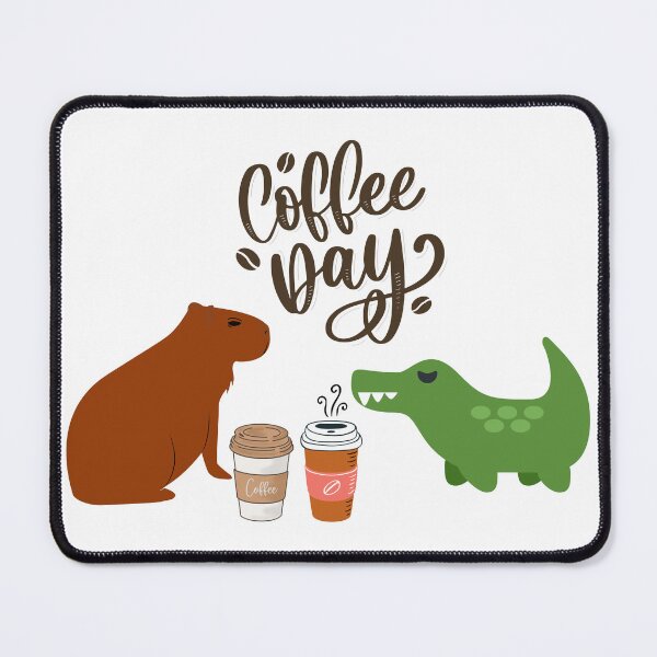 Item preview, Cute Capybara & Crocodile Coffee Day designed and sold by Tamas Das.