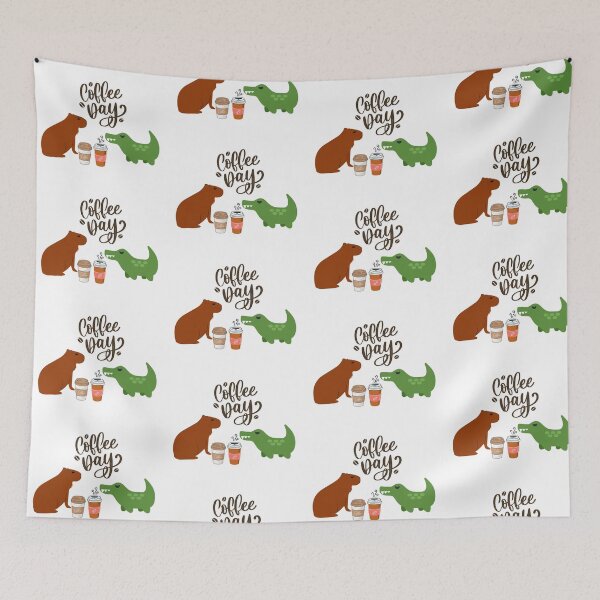 Item preview, Cute Capybara & Crocodile Coffee Day designed and sold by Tamas Das.
